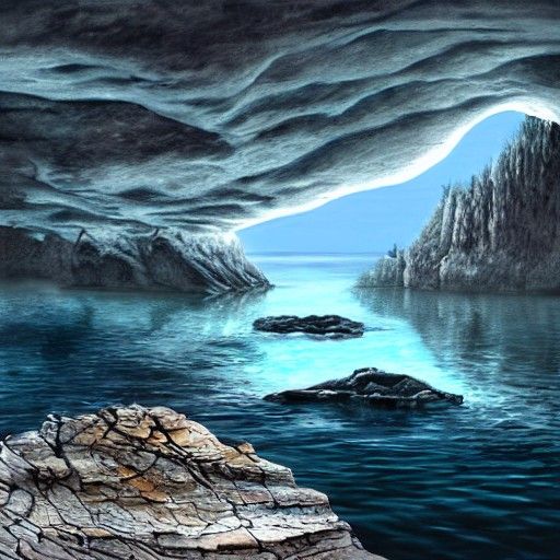 Secret Cave on Lake Baikal: Surreal Matte Painting