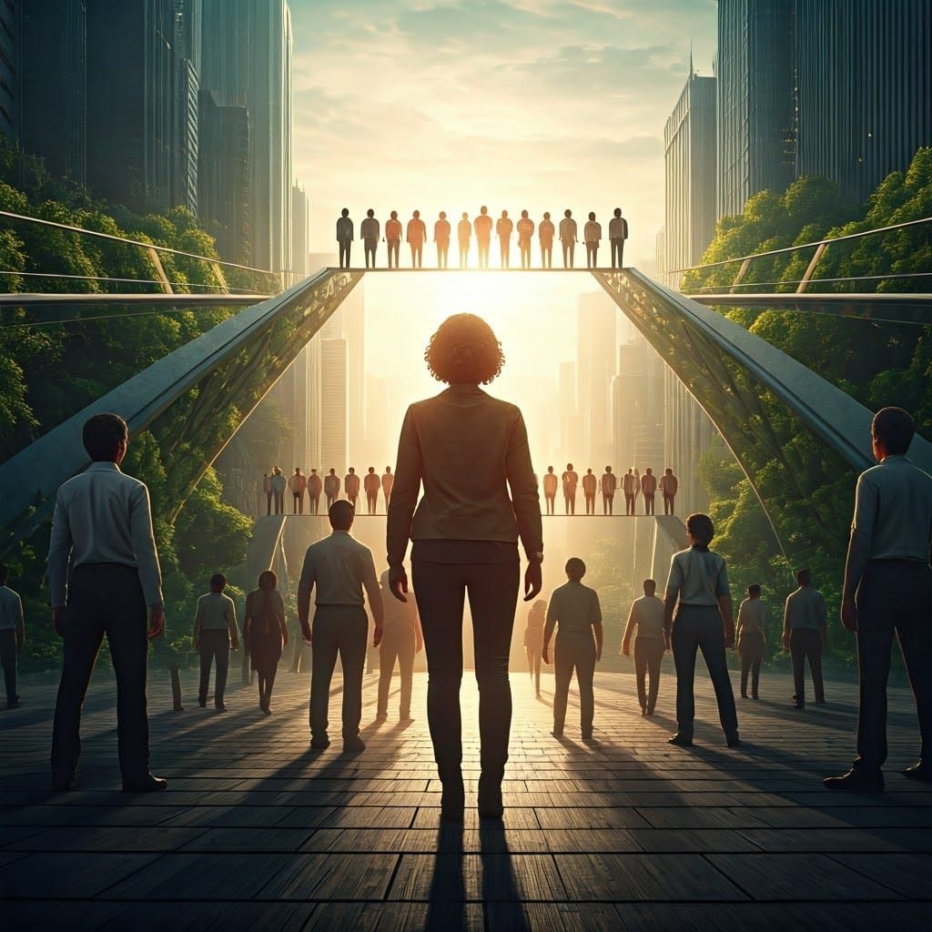 Interconnected Humans in Vast Network: Cinematic Illustratio...