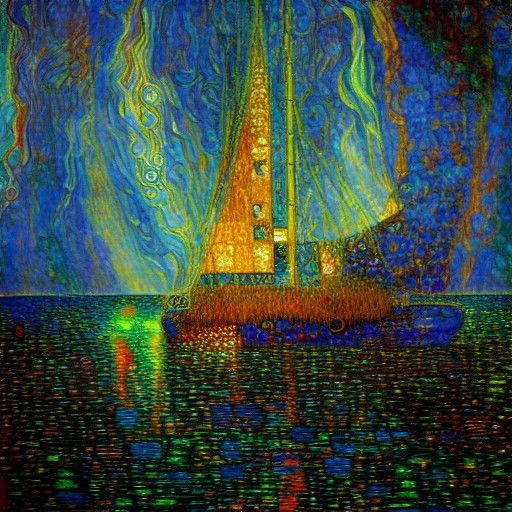 Haunted Docks: Detailed Painting in Romantic Style