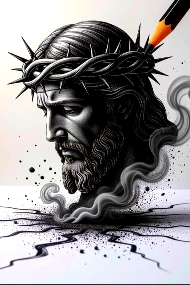 Charcoal Drawing of Christ's Crown of Thorns Rises