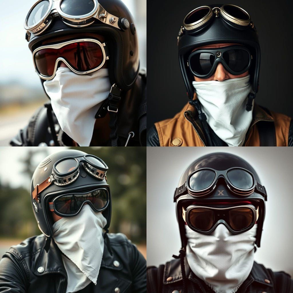 Retro Outlaw Biker Wearing Vintage Protective Gear