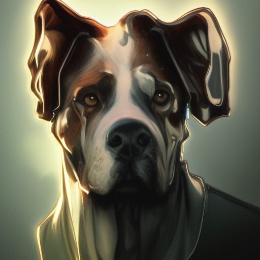 Ghost Dog Portrait in Hyperdetailed Art Style