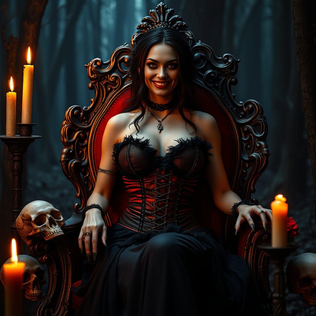 Seductive Voodoo Sorceress in Dark, Gothic Forest