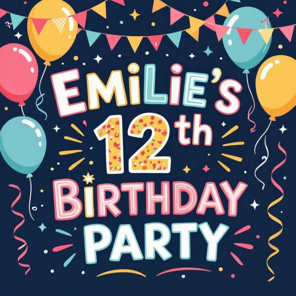 Emilie's 12th Birthday Party Sign with Balloons