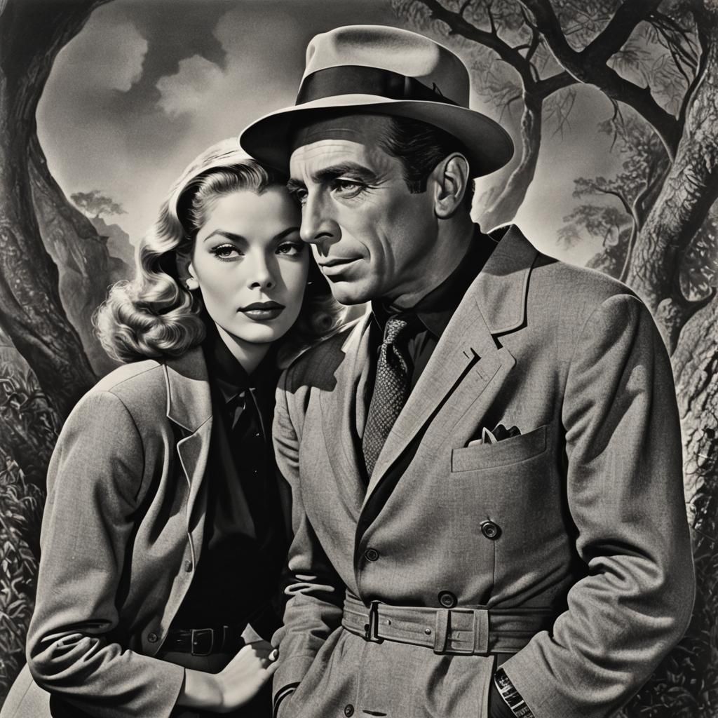 Humphrey Bogart and Lauren Bacall Illustration
