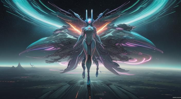 Retro-Futuristic Sci-Fi Landscape with Alien Battle