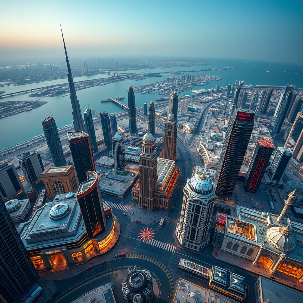 Dubai Aerial View: Photorealistic Cityscape