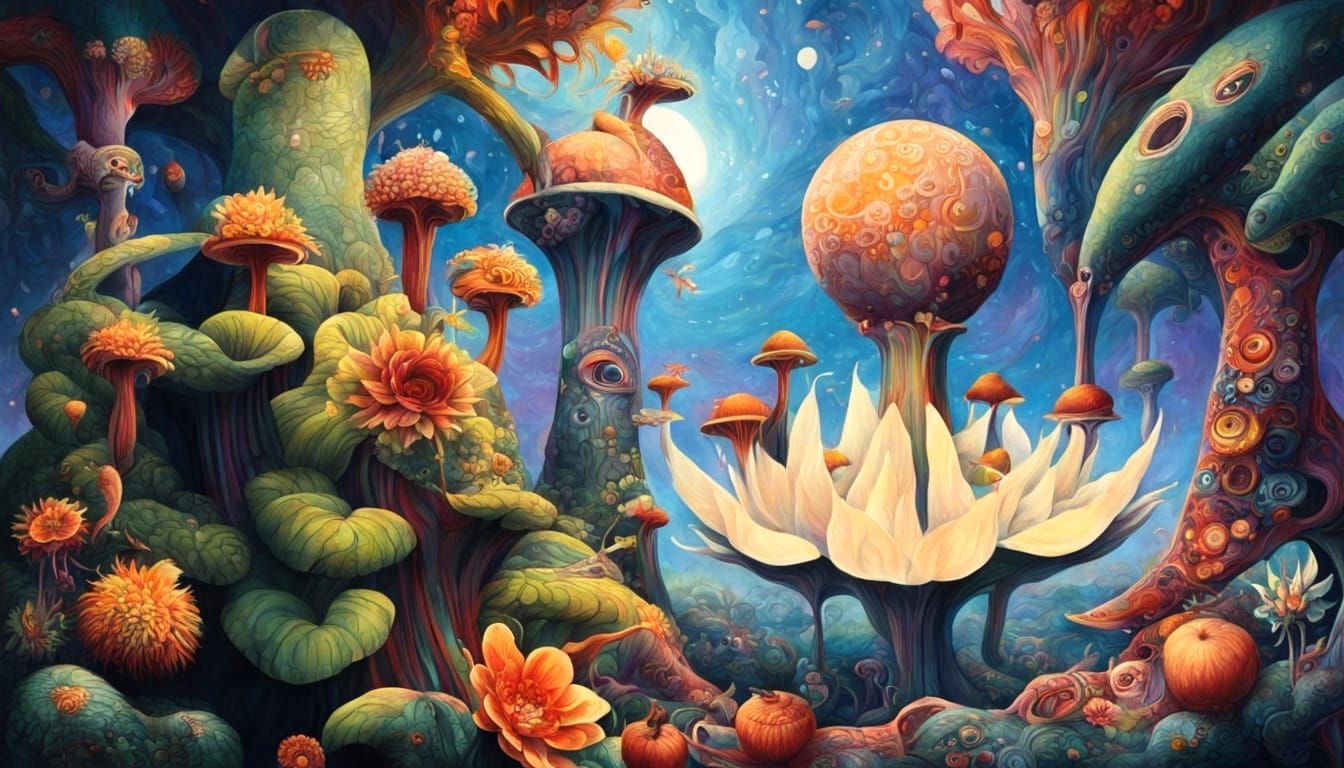 Psychedelic Plant Mandalas and Surreal Structures