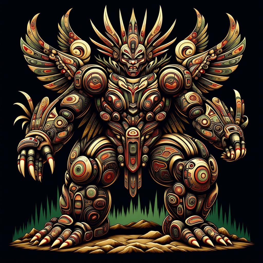 Tribal Transformer Robot in Surrealistic Style