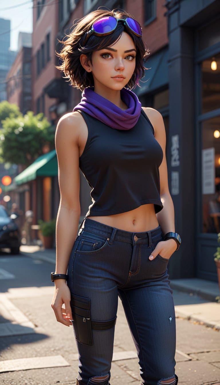 Anime Concept Art of a Girl in Motorcycle Gear