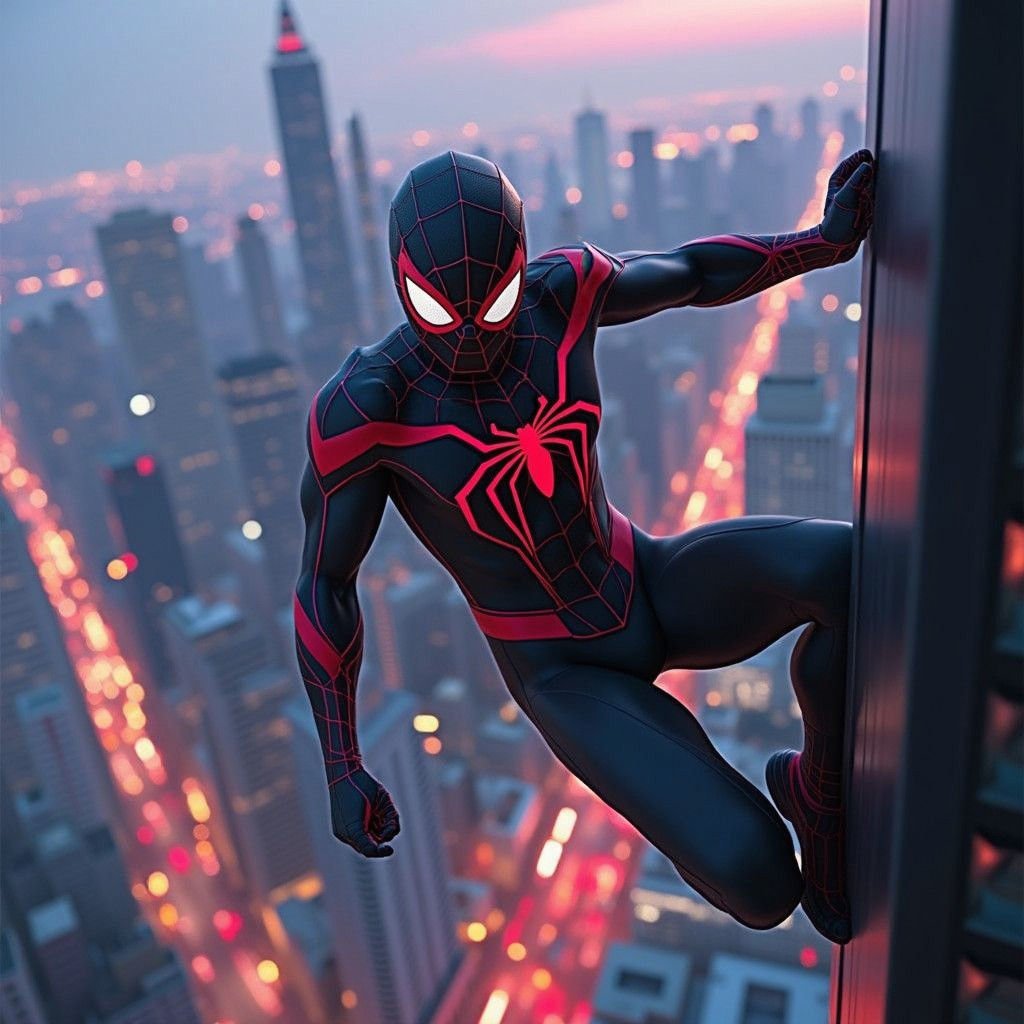 Spider-Man Freefall in Neon City: Anime Art