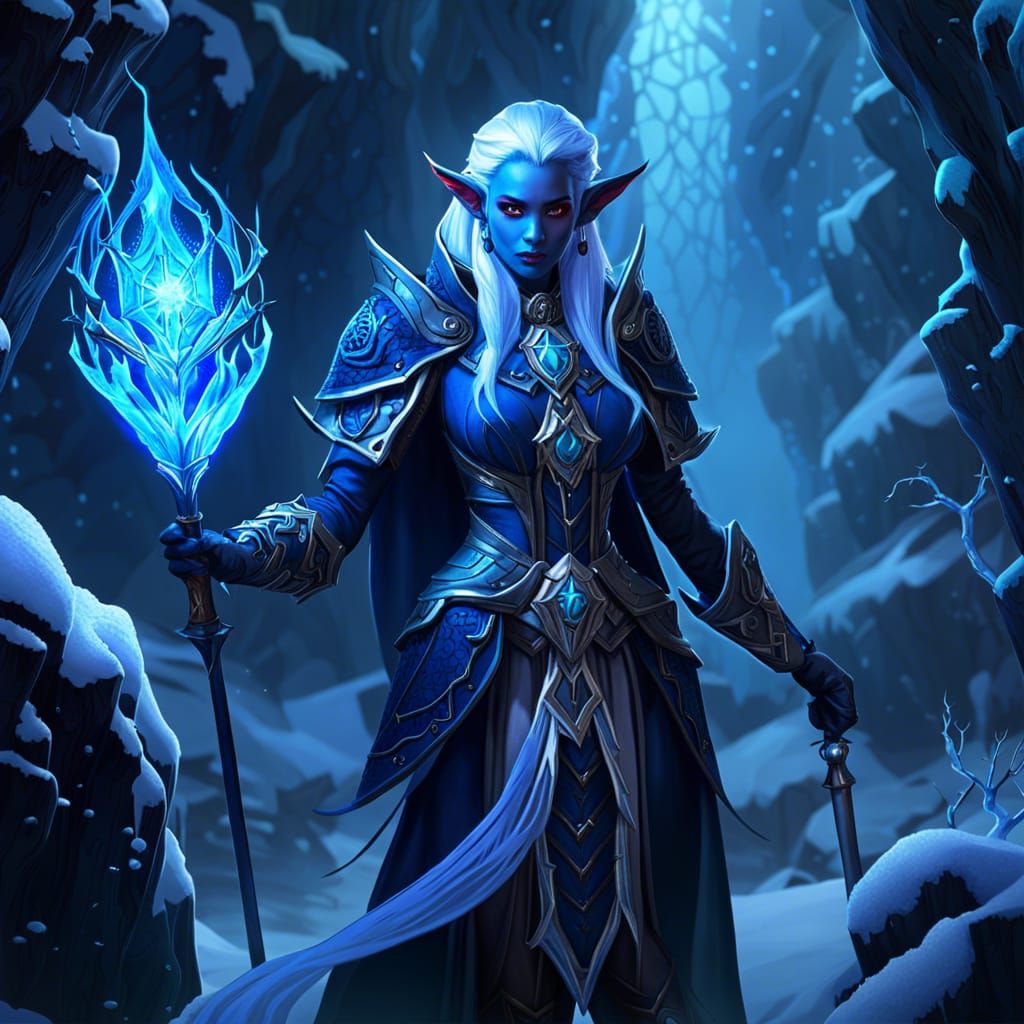 Drow Elf Apostle of the Spider Queen with Ice Magic