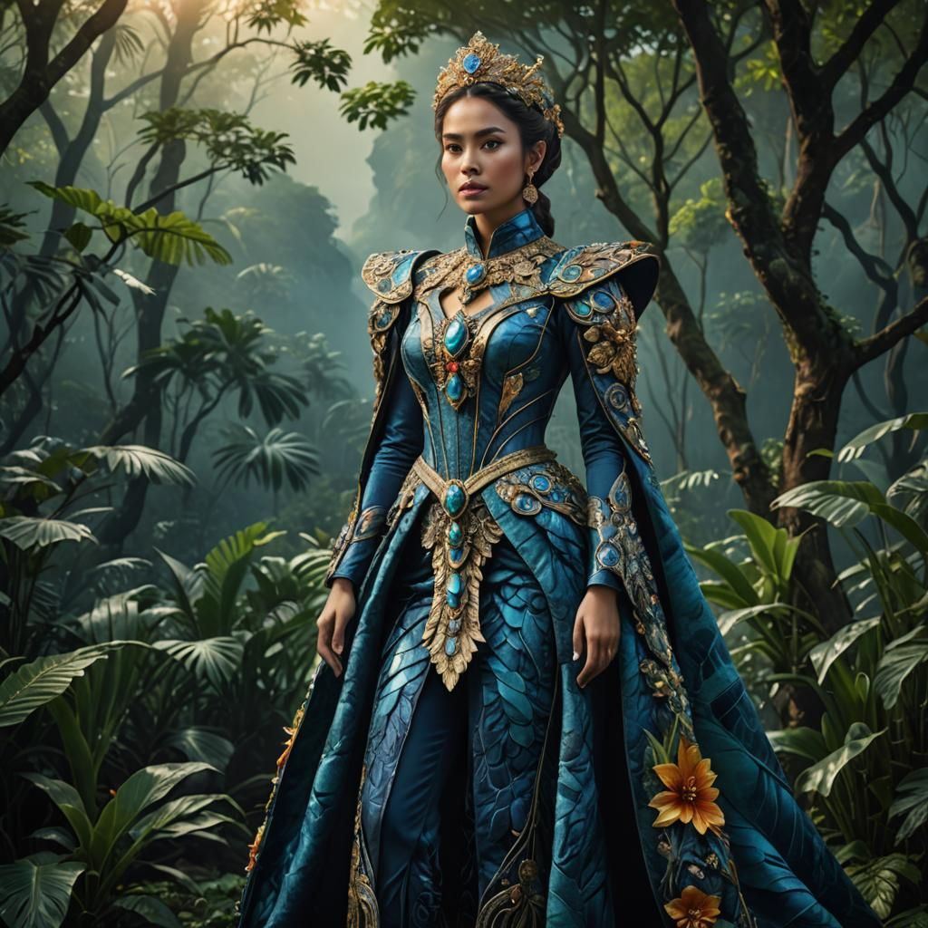 Beautiful Woman in Papagoite: Hyperrealistic Portrait