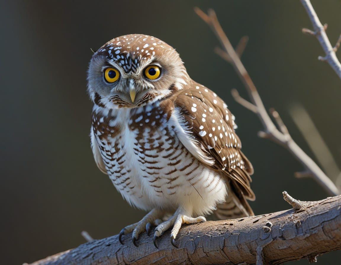 Photorealistic Pearl-spotted Owlet in Natural Habitat