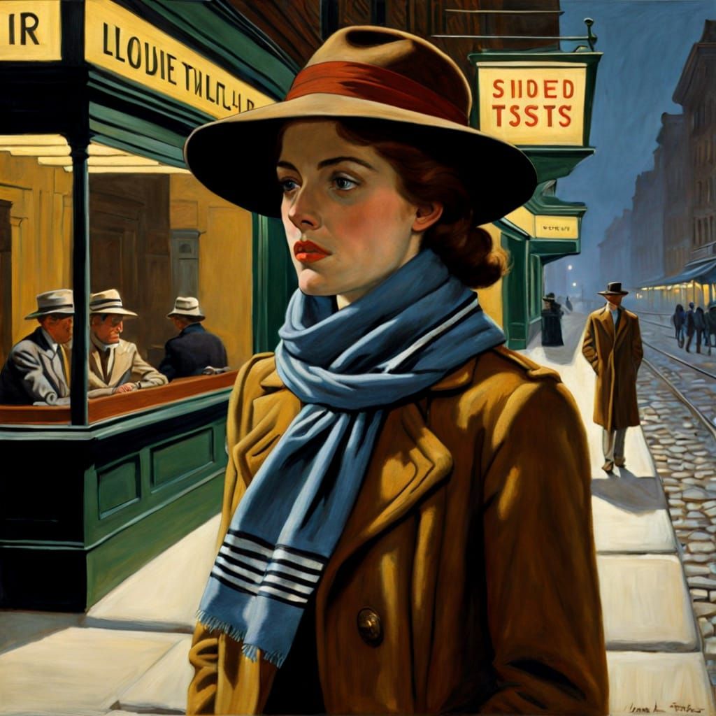 Nighthawks: Lonely Wanderer in Cityscape