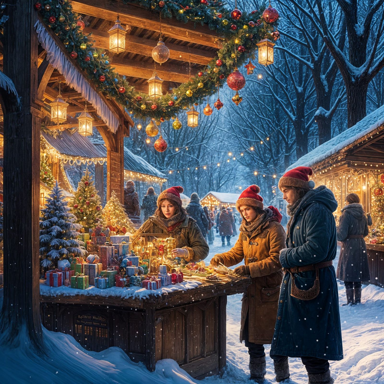 Enchanted Winter Wonderland in Vibrant Hyperrealistic Style
