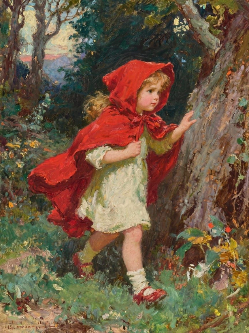 Little Red Riding Hood in the Style of Maxfield Parrish