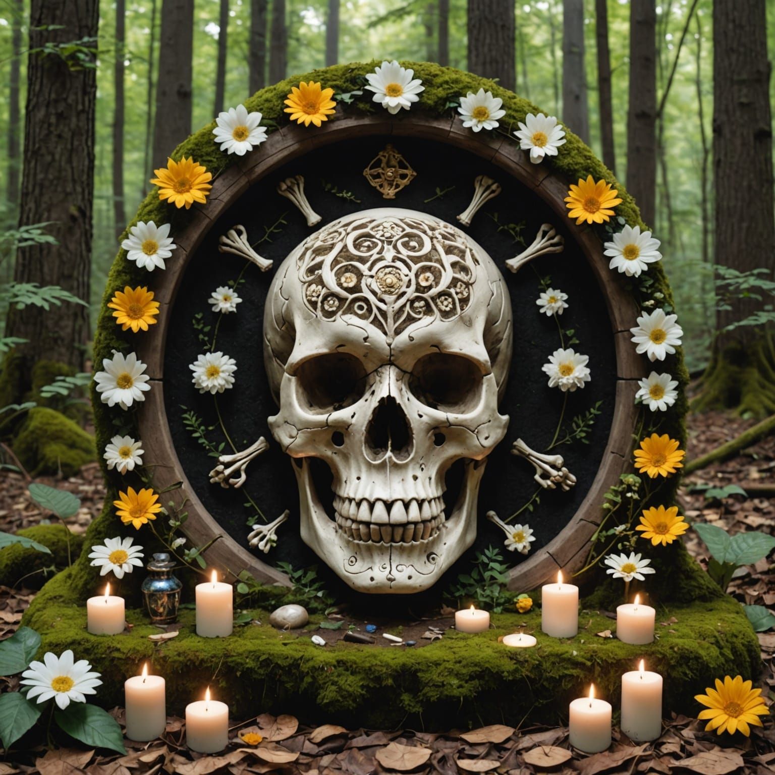 Ominous Shrine in Forest Clearing