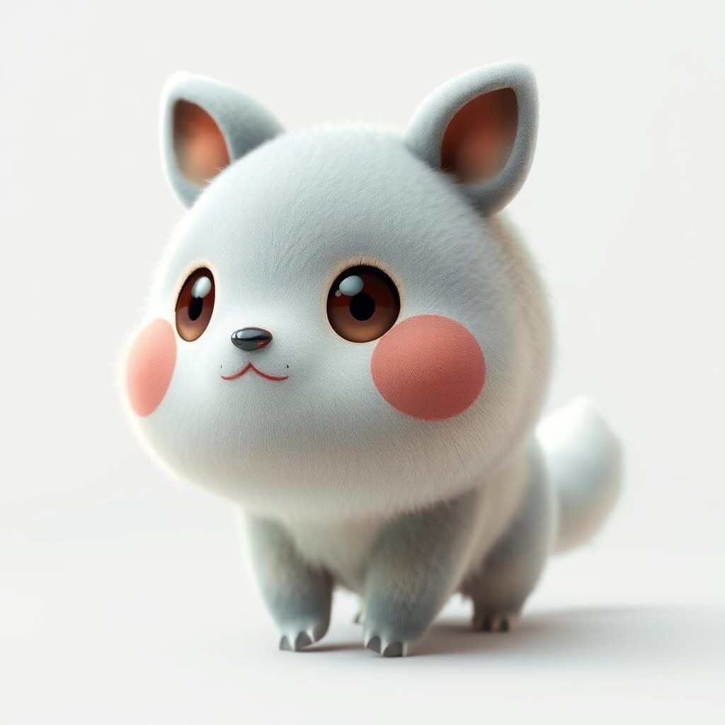 Whimsical Anime Creature with Soft Pastel Fur