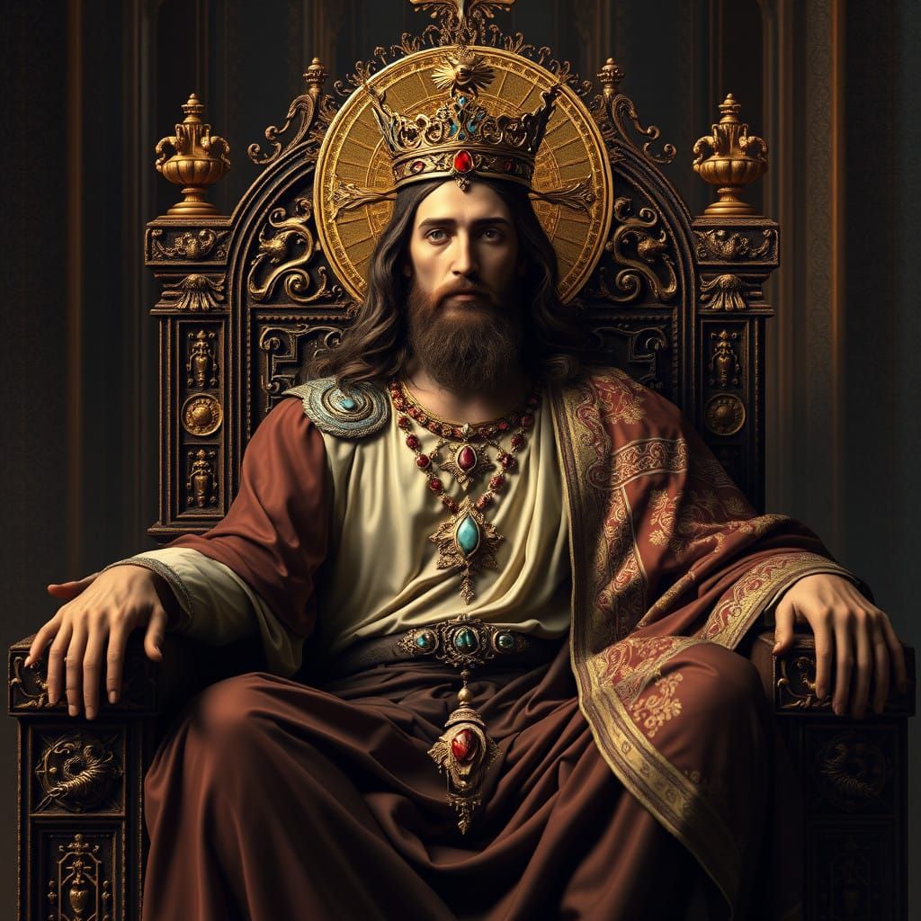 Regal Jesus Christ in Byzantine Sci-Fi Splendor
