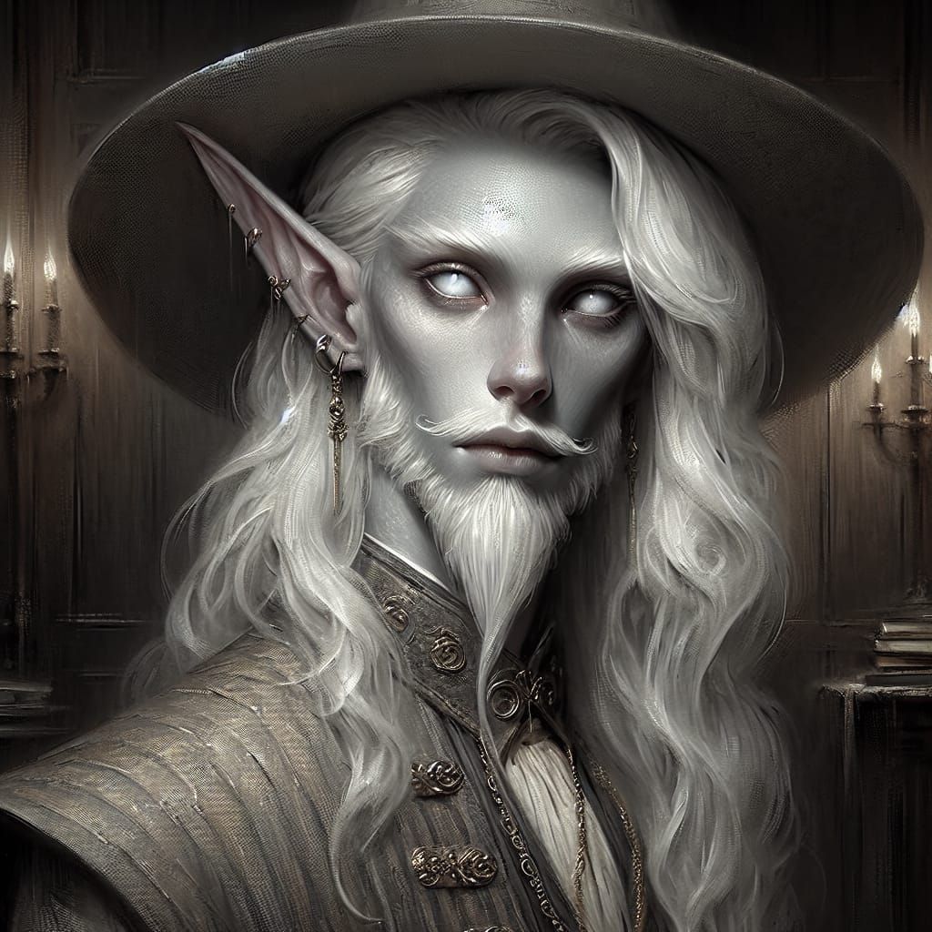 Androgynous Changeling Portrait in Digital Oil Painting Styl...