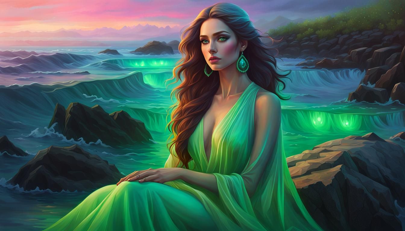 Emma Myers, Queen of Water: Hyper-Realistic Digital Art