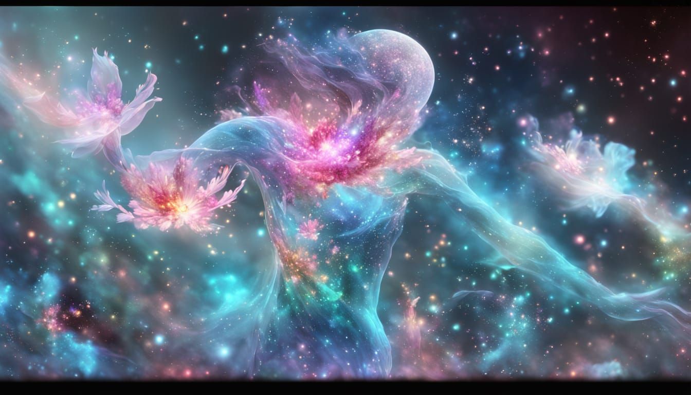 Flowers Bloom From Cosmic Event in Digital Matte Painting