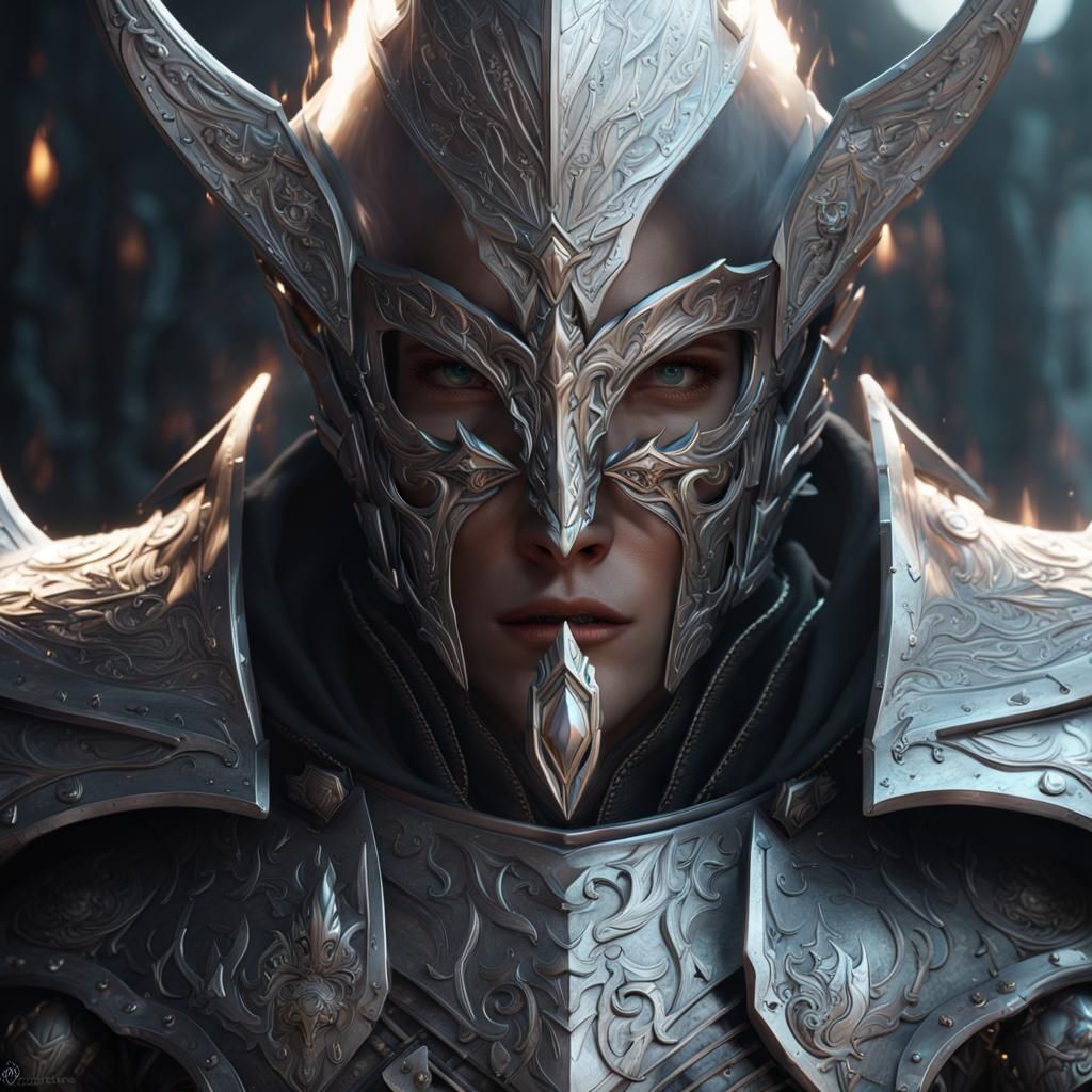 Silver Elf Lord with Crystal Shield, Detailed Painting