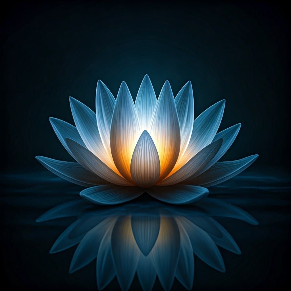 Otherworldly Lotus Blooms in Ethereal Darkness