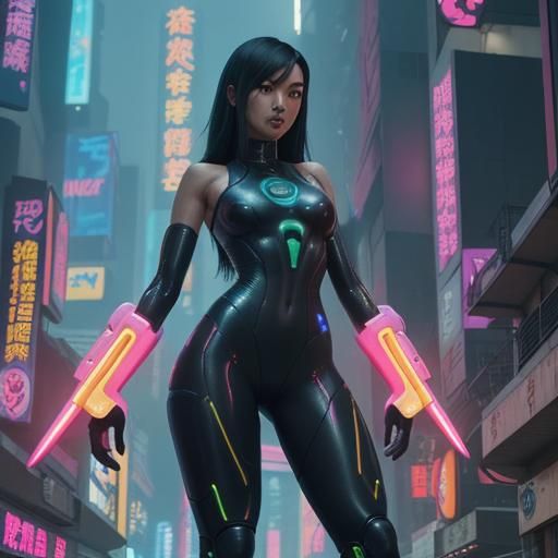 Jade Chan with Cyberpunk Mecha Arms