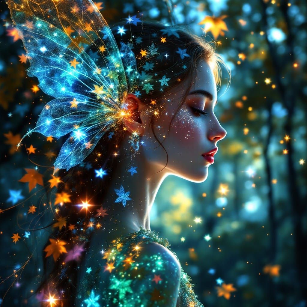 Surreal Faerie Goddess in Dreamlike Woodland Scene