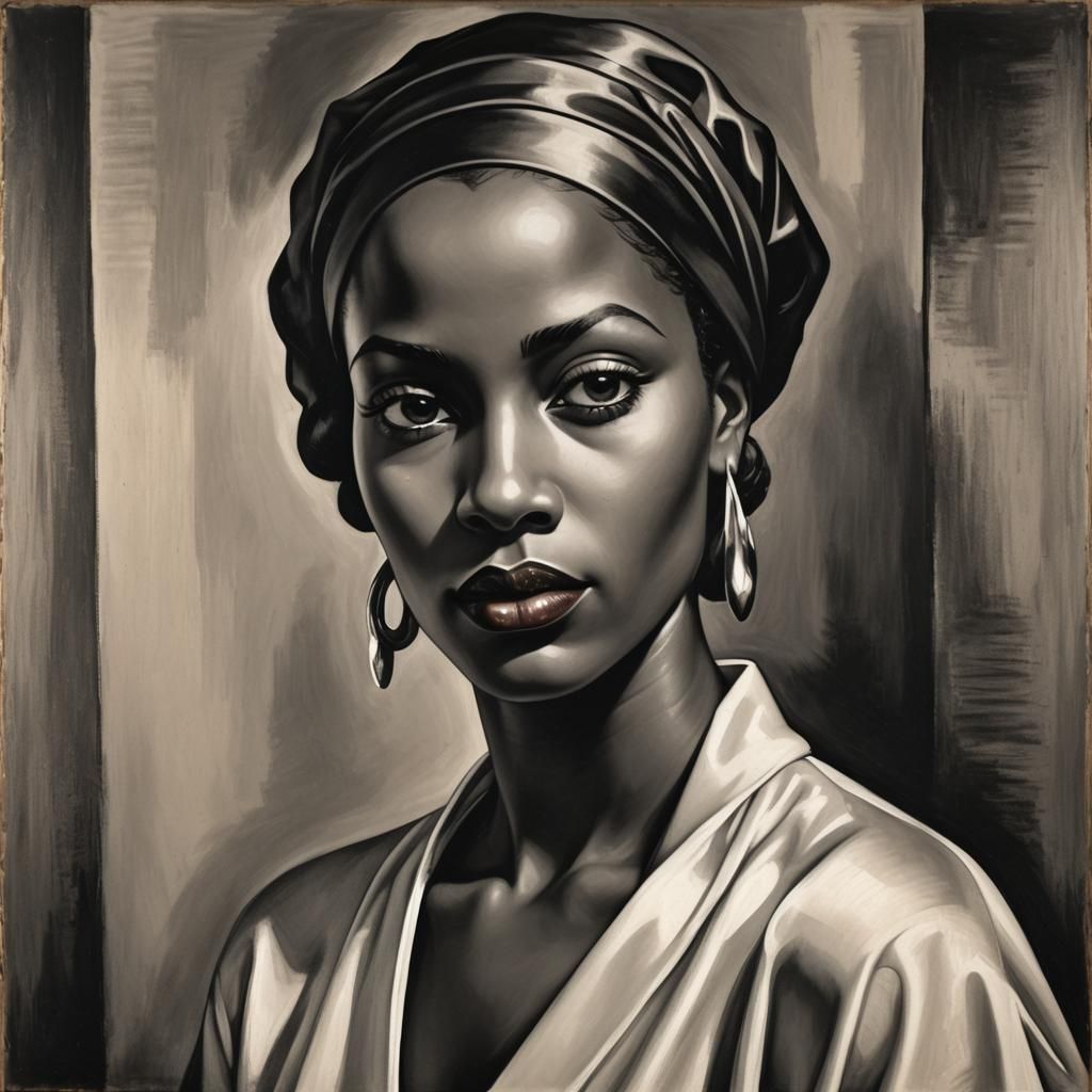 Elegant Art Deco Portrait of a Black Woman