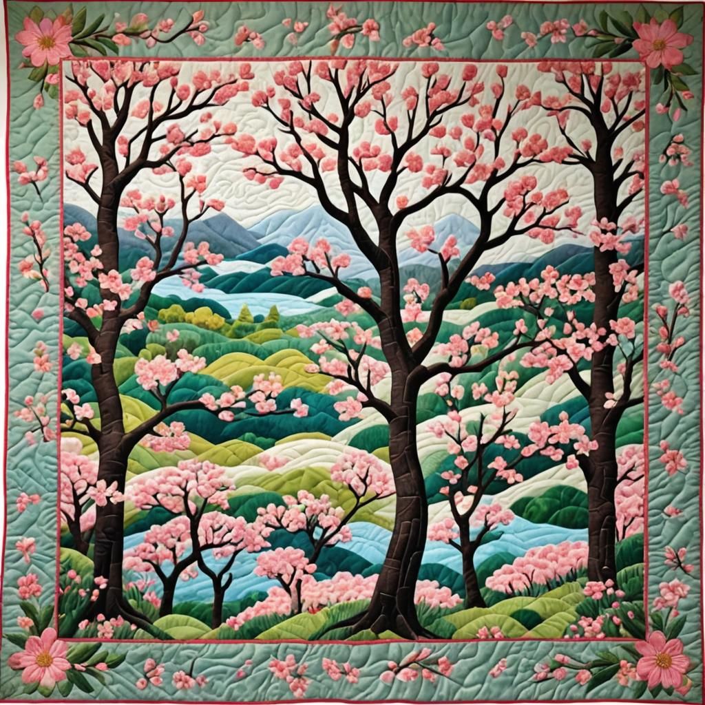 Cherry Blossom Grove Quilt: Japanese Textile Art