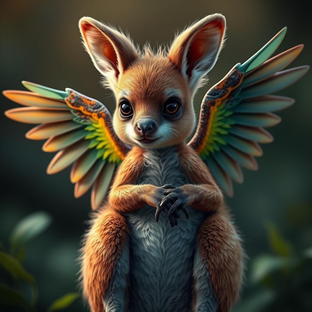 Cute Kangaroo Parrot Hybrid in Detailed Digital Painting