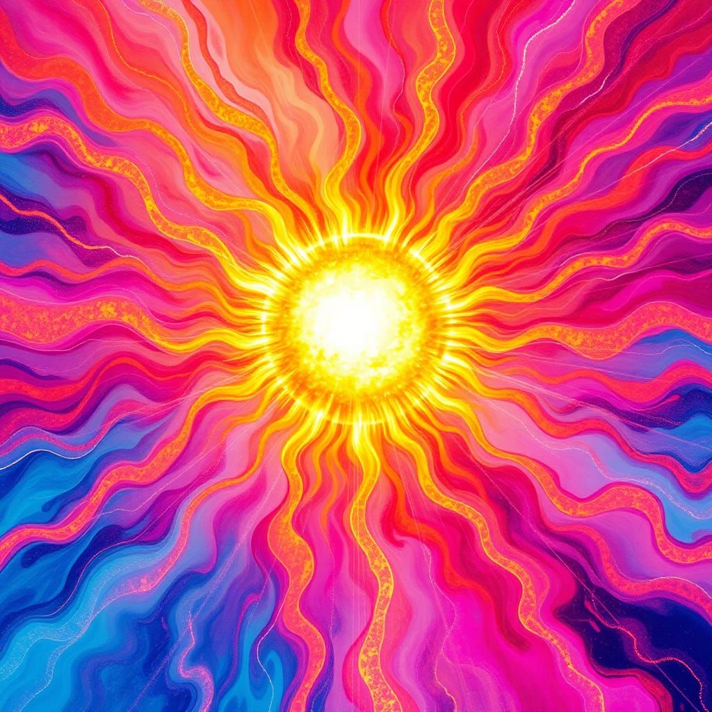 Radiant Solar Flares Light Auric Field in Dreamlike Style