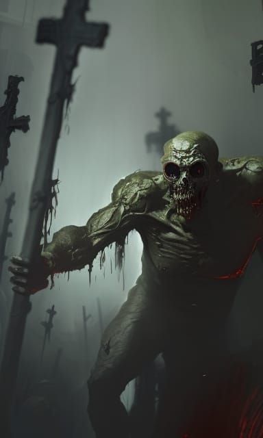 Horror Ghoul Attack with Video Game HUD