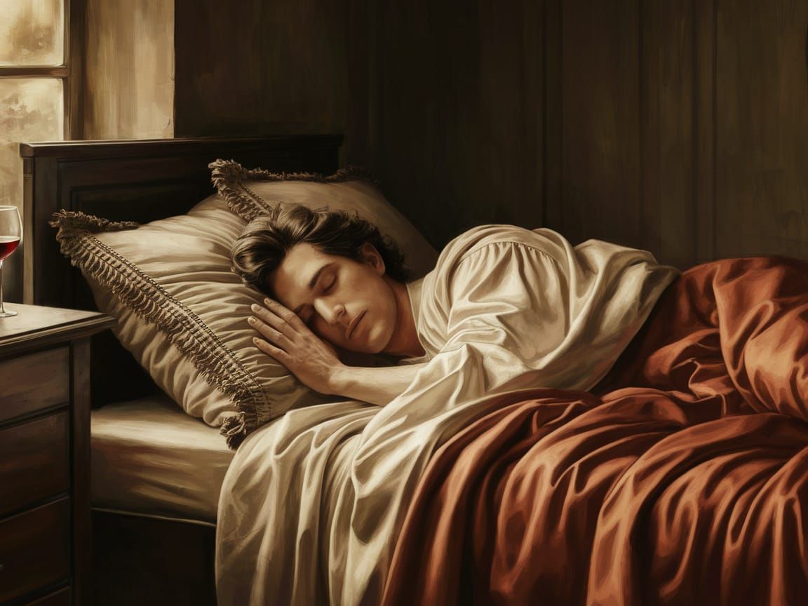 Man Asleep with Wine, in Comic Book Style