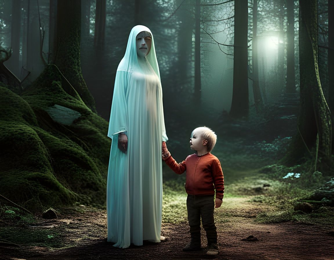 Toddler and Ghost in the Woods