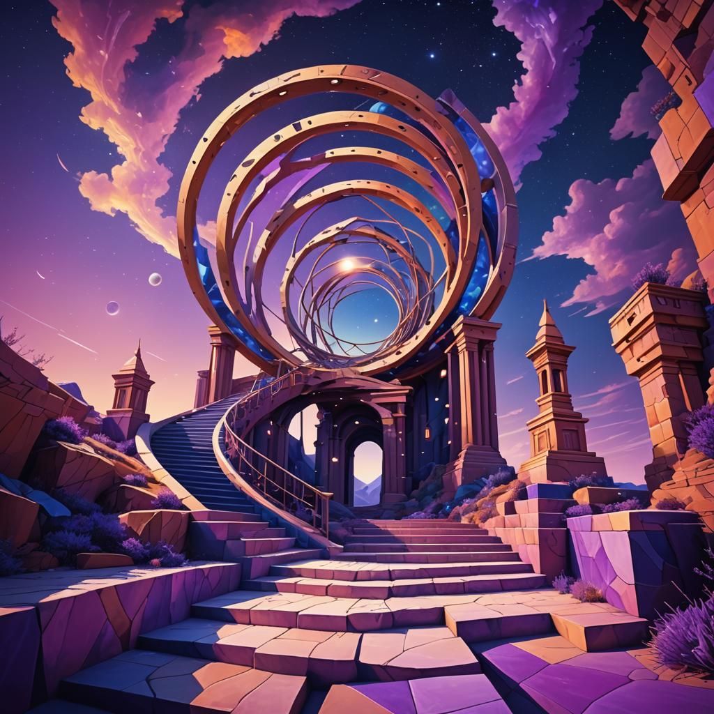 Surreal Impossible Geometric Structure in Mystical Landscape