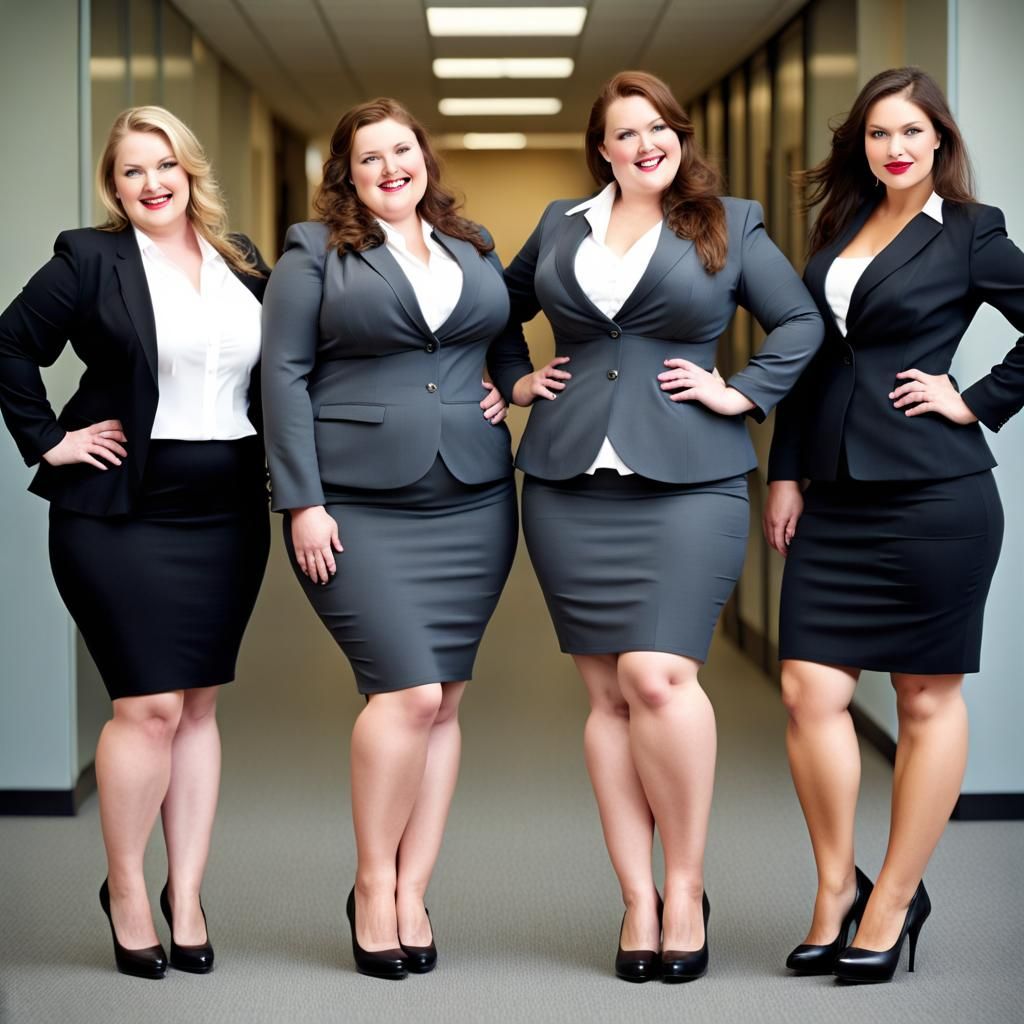 Attractive Plus-Size Women in Business Suits