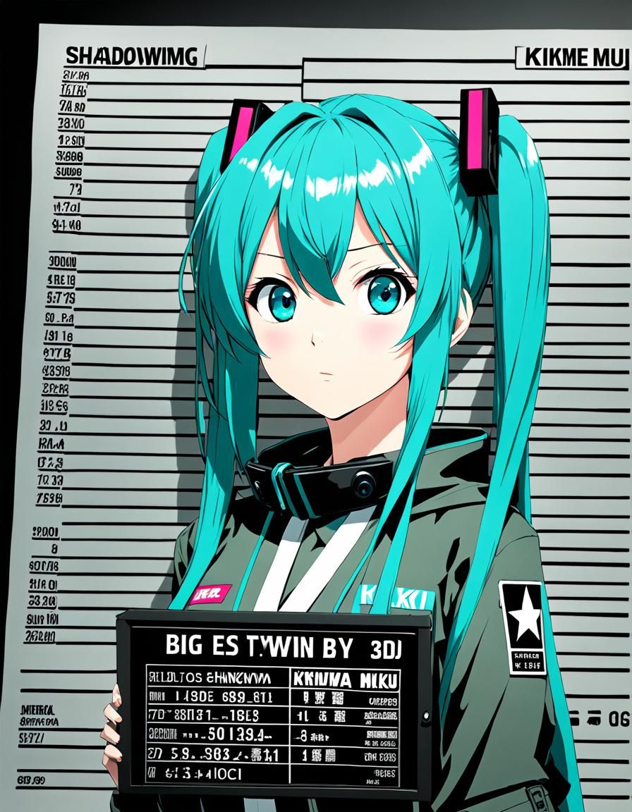 Hatsune Miku Anime Style Mugshot