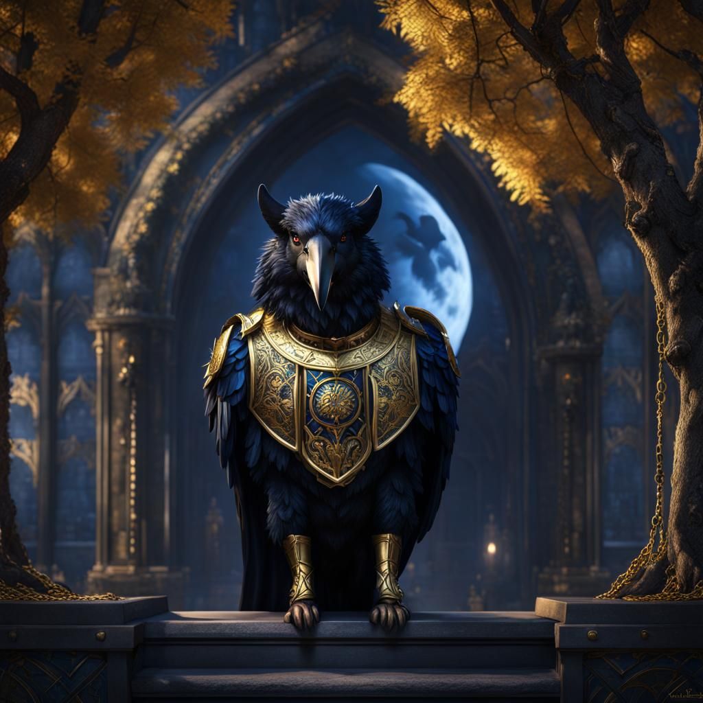 Raven Sheep Wolf Hybrid in Golden Armor