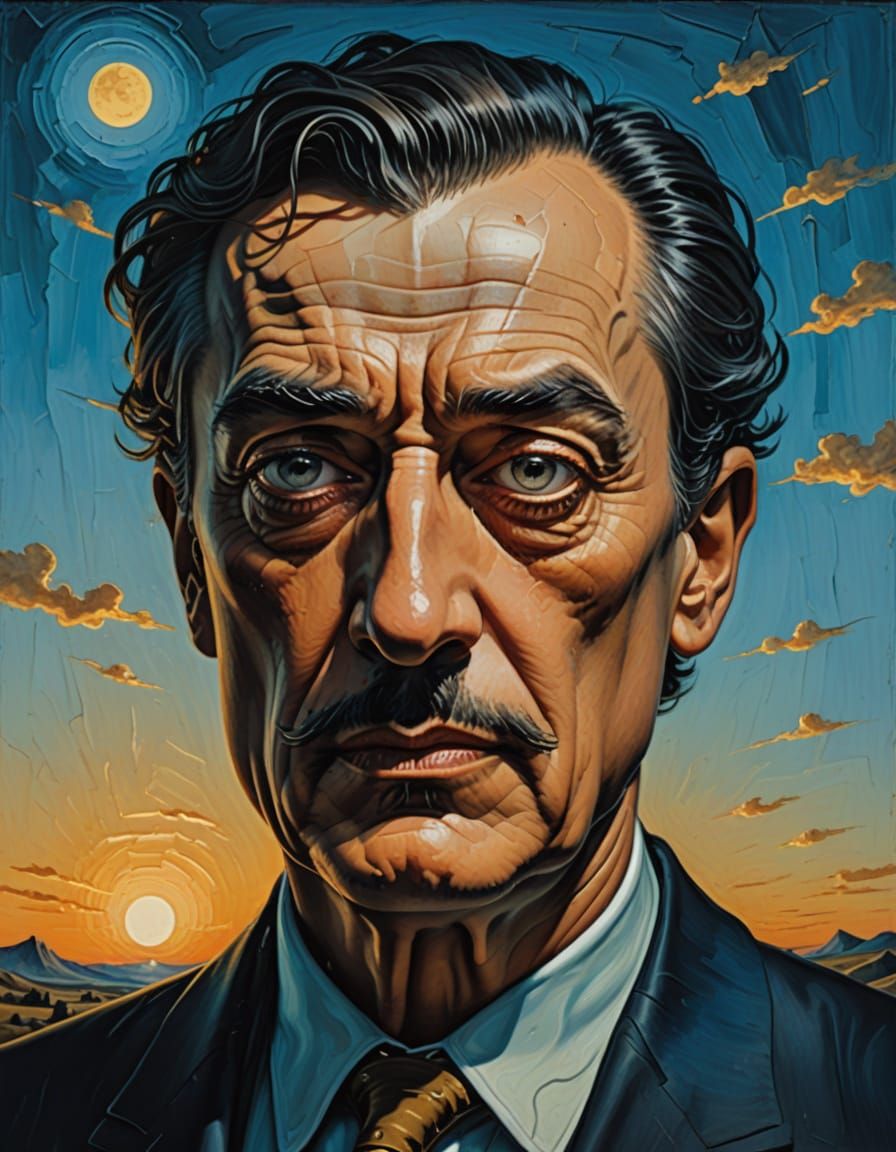 Surreal Man Portrait with Impasto Texture