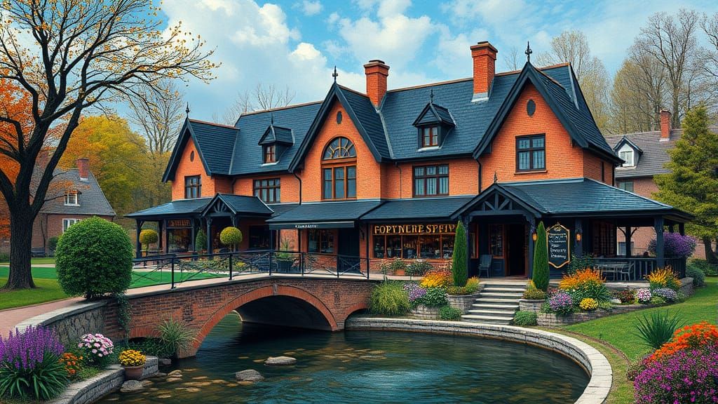 Vibrant Guesthouse Landscape in Van Gogh Style