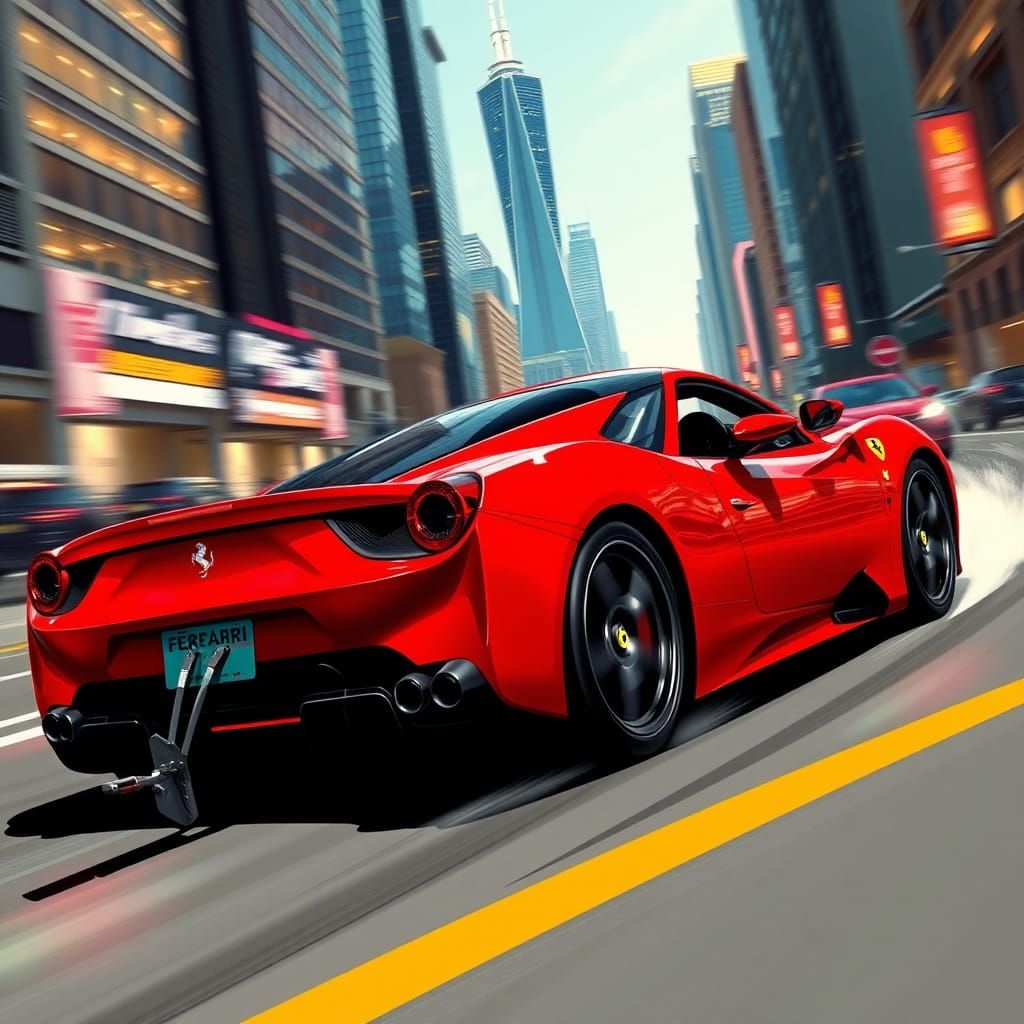Ferrari Races Through Chicago in Futuristic Style