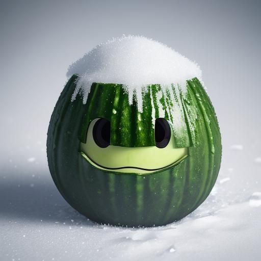 Anime Cucumber Baby Peeks From Snowy Ground