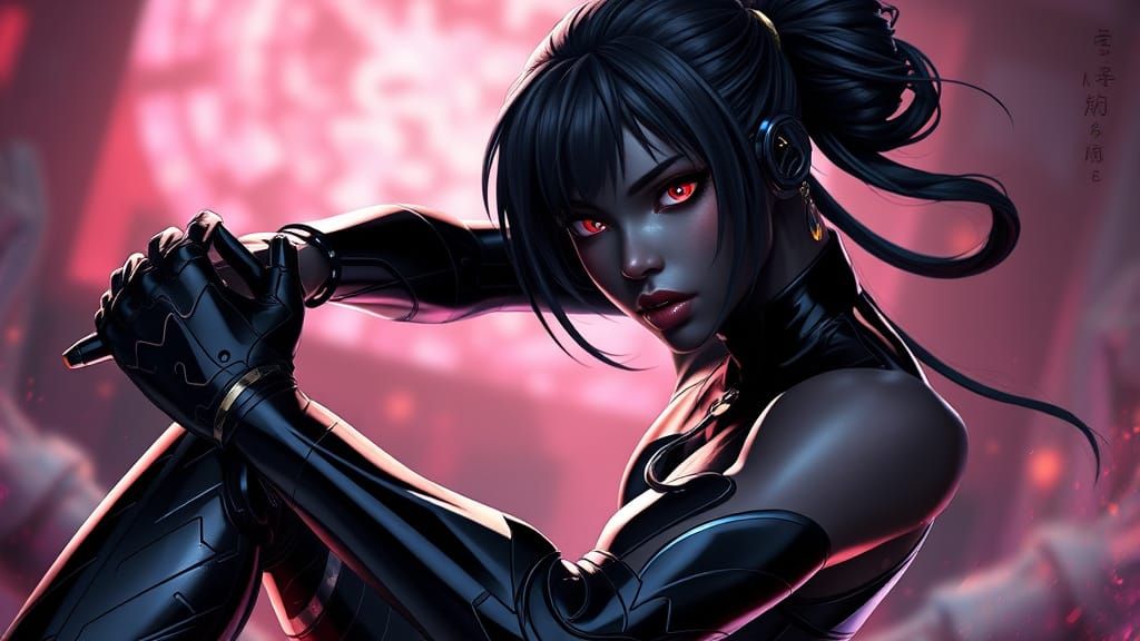 Anime-Inspired Sci-Fi Warrior in Electric Jumpsuit