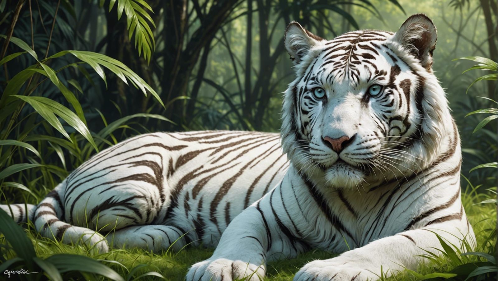 white tiger cute baby, blue eyes, body in the shape of a bal...