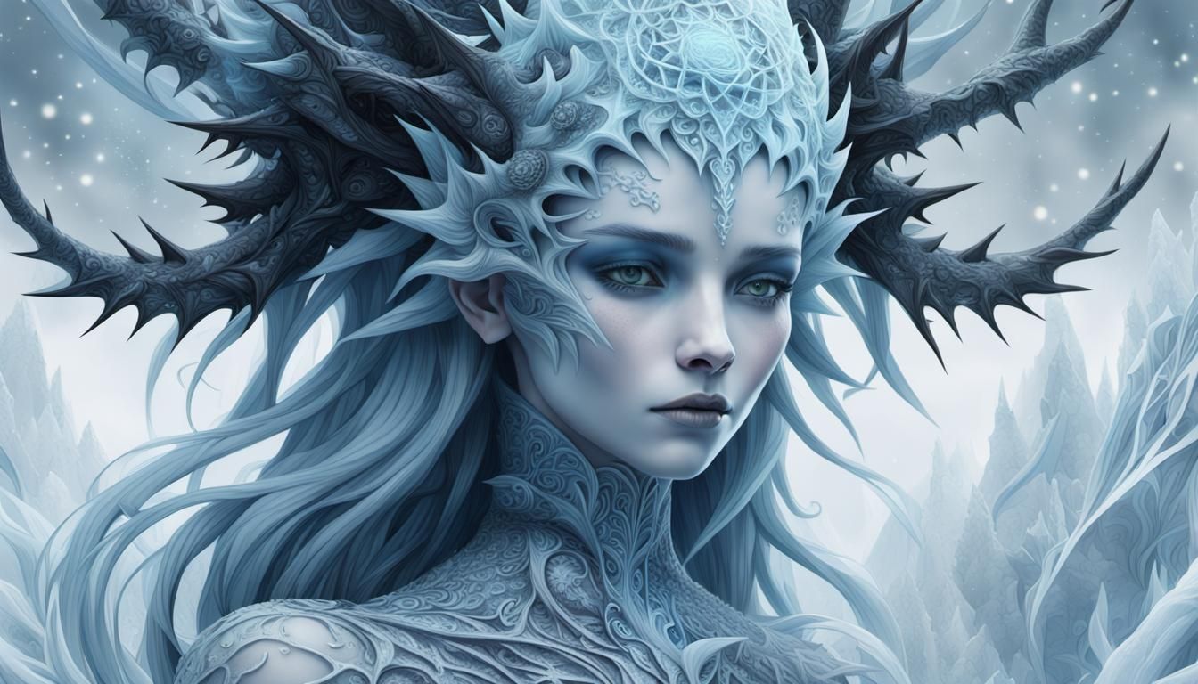 Icy Embrace: A Surrealist Demon Fantasy