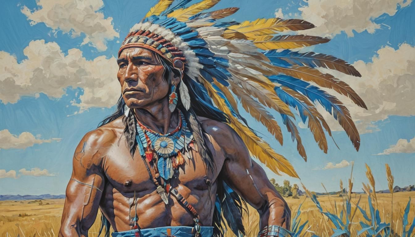 Native American Warrior in Pop Art Style